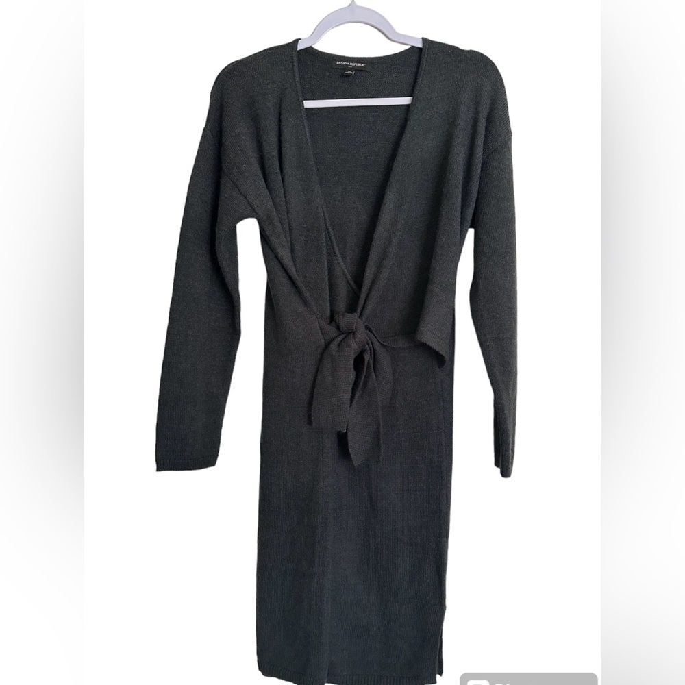 Banana Republic | Grey Wrap Sweater Dress Size M - Picture 2 of 5